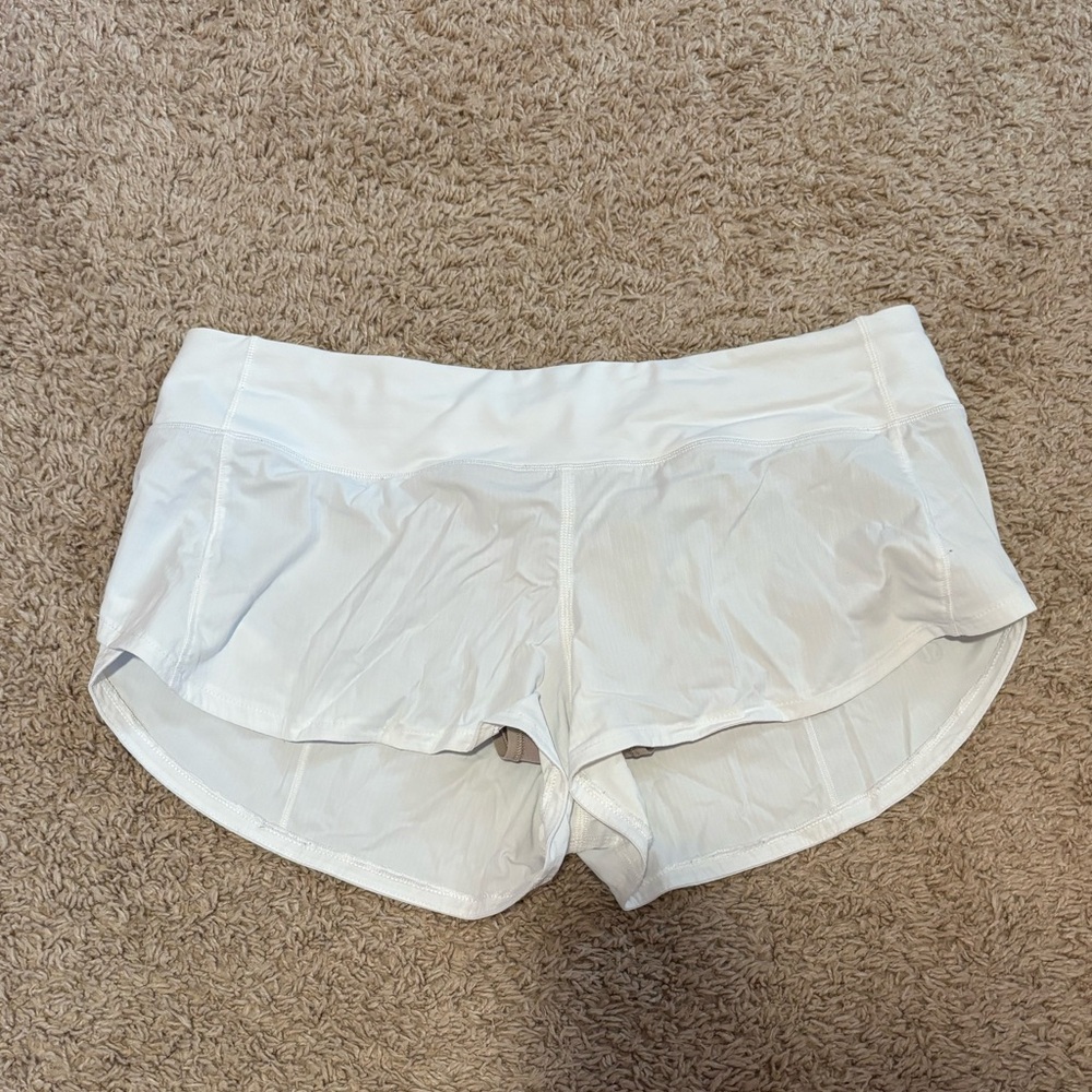 White Lululemon Speed Up Shorts